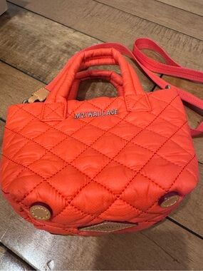 MZ WALLACE Quilted Mini Tote in Bright Orange